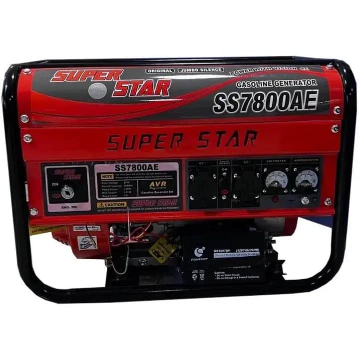 موتور برق ۳ کیلووات استارتی تک فاز بنزینی سوپر استار مدل SS7800AE - تصویر 1