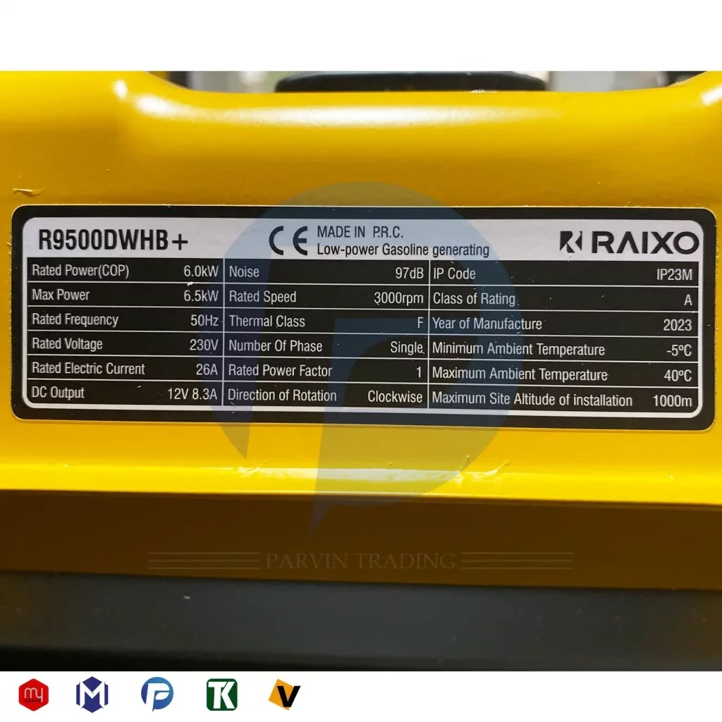 موتور برق 6.5 کیلووات راکسیو مدل R9500DWHB - تصویر 2