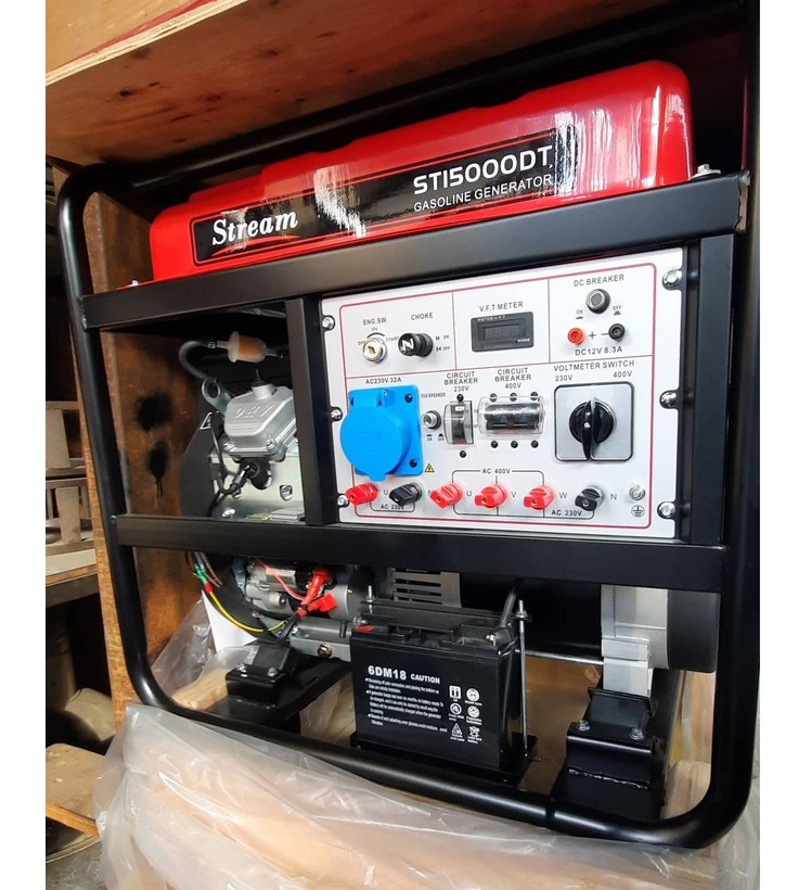موتور برق 12 کیلووات بنزینی سه فاز استارتی استریم مدل ST15000DT