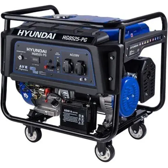 موتور برق 8.5 کیلووات بنزینی تکفاز استارتی هیوندای HG8525-PG
