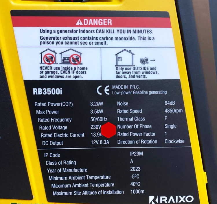 موتور برق 3.5 کیلووات سایلنت هندلی راکسیو مدل RB3500i