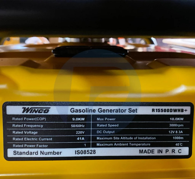 موتور برق ۱۰ کیلووات بنزینی تکفاز ریموت استارت وینکو مدل R15500DWHB+ATS