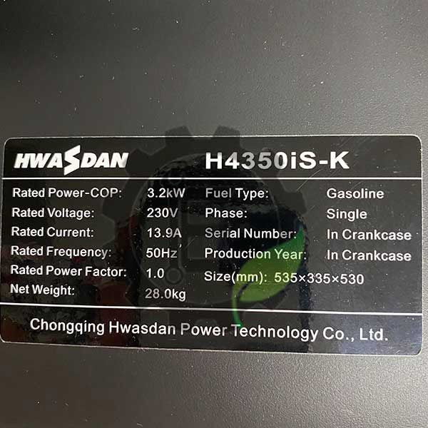 موتور برق 3.2 کیلو وات سایلنت هندلی تک سوز هواسدان مدل H4350IS-K