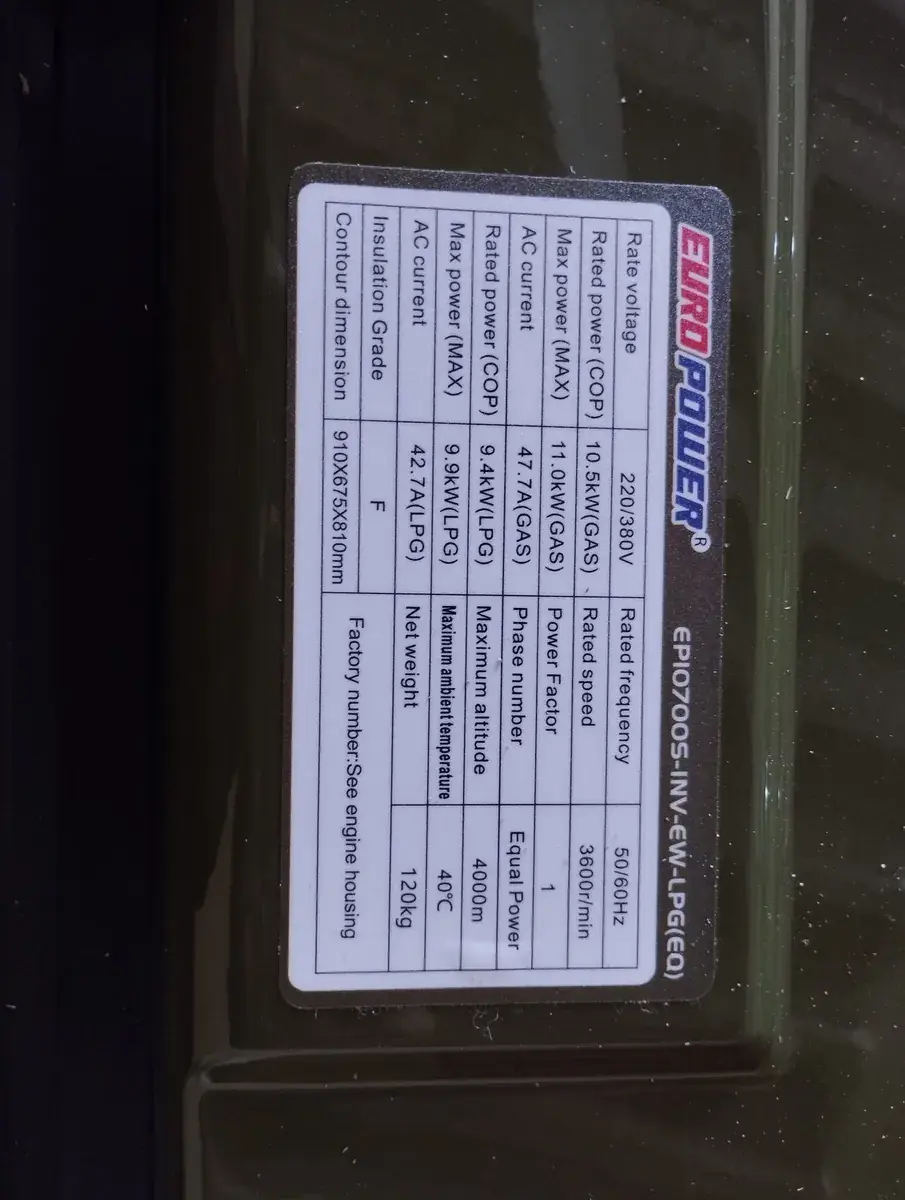 موتور برق ۱۱ کیلووات بنزینی سایلنت سه فاز استارتی یورو پاور مدل EP10700S-INV - تصویر 3