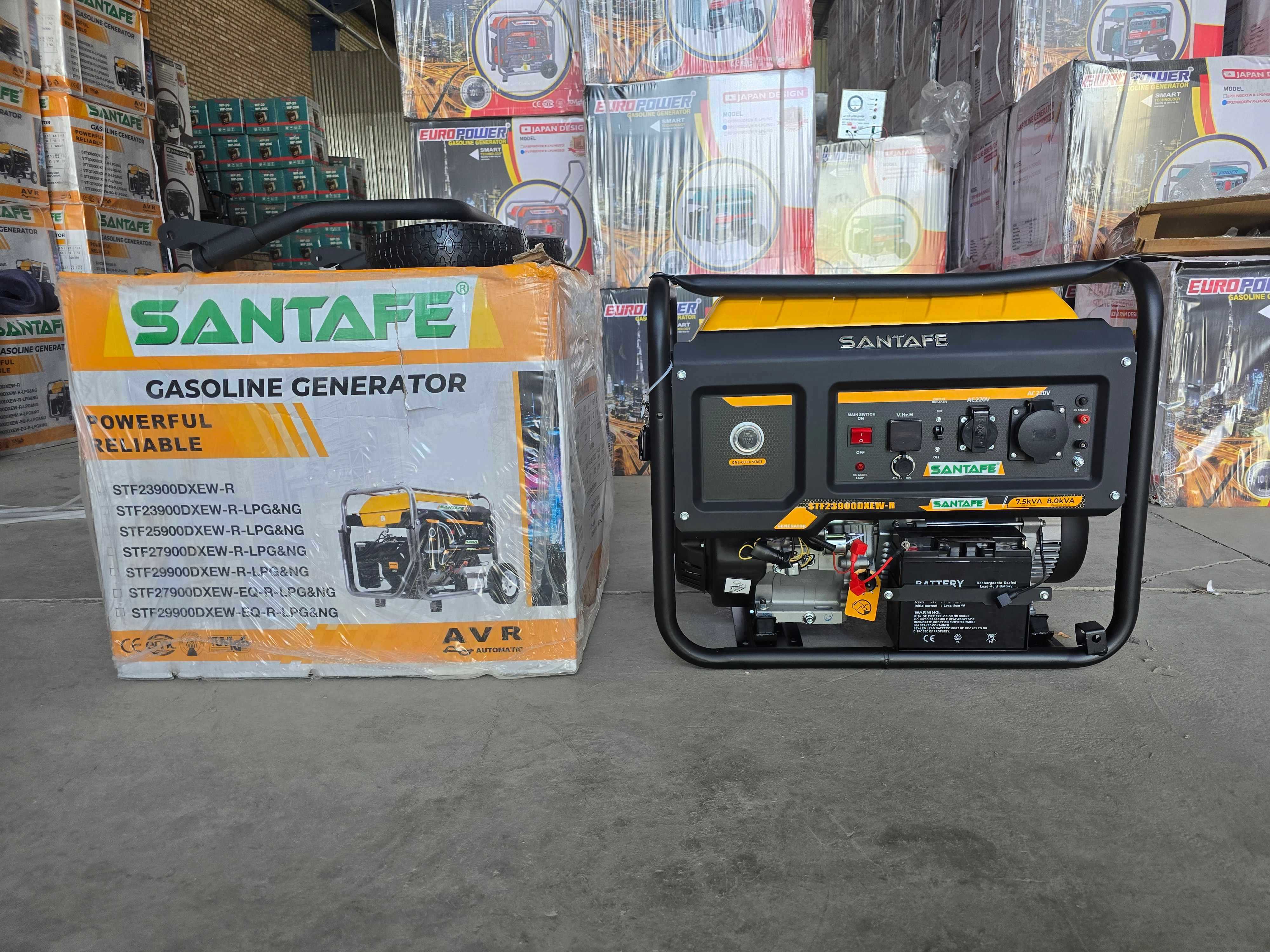 موتوربرق  8 کیلووات سه گانه سوز تکفاز استارتی سانتافه مدل STF-23900-LPG.NG