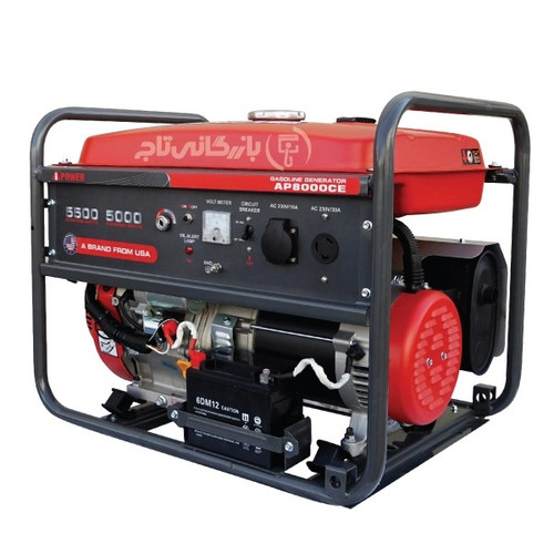 موتور برق 5.5 کیلووات بنزینی تک فاز استارتی AiPOWER مدل AP8000CE