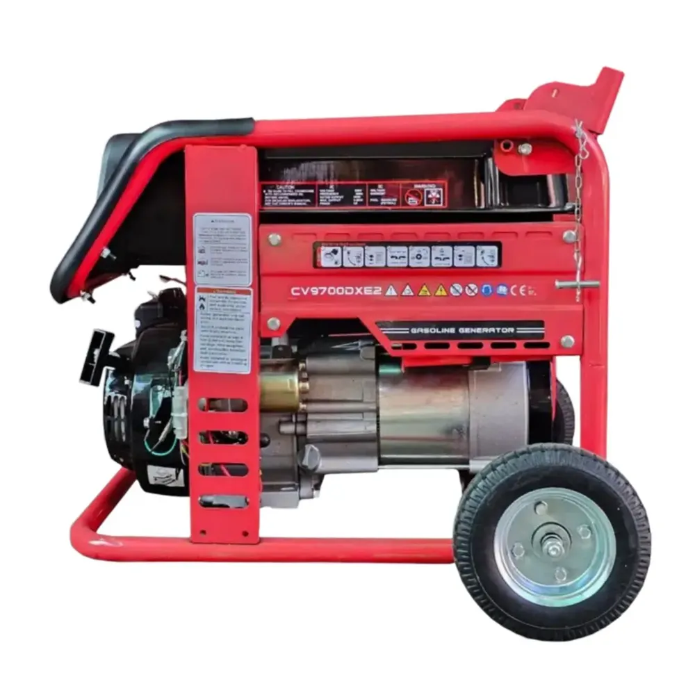 موتور برق ۳/۵ کیلو وات بنزینی استارتی حرفه ای با چرخ و دسته کواکس مدل CV9700DXE2