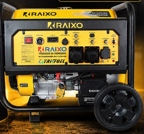 موتور برق 12 کیلووات سه گانه سوز تک فاز ریموت استارت راکسیو مدل R17500DWHB+RC+LPG+NG